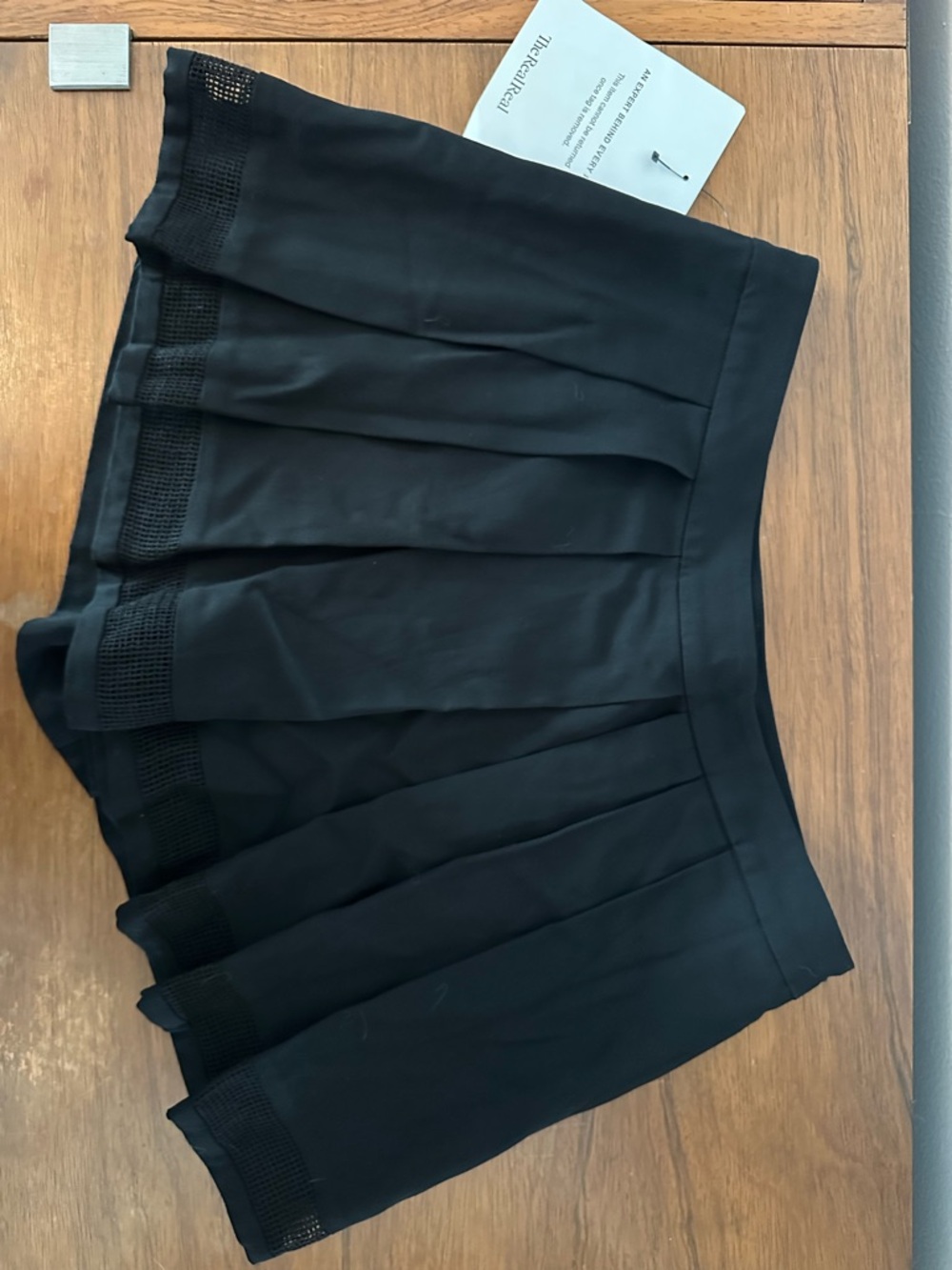 Black Pleated Mini Skort with Mesh Trim